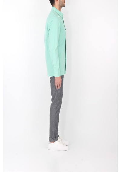 Unisex Mint Yeşili Gizli Düğme Kapamalı Cepli Overshirt  Gömlek Mint