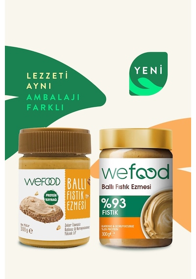 Wefood Şekersiz Ham Ballı Fıstık Ezmesi 300 gr (Fıstık Parçacıklı).