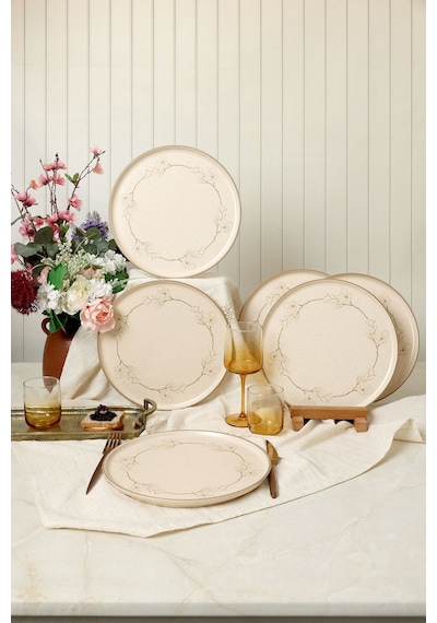 Keramika Taupe Bloom Nordıc Servis Tabağı 28 Cm 6 Adet 22528 Krem