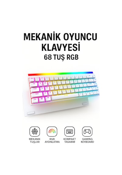 68 Tuş Red Switch Rgb Mekanik Oyuncu Klavyesi Hot Sbhghhhwapple, Renkli Aydınlatma Gaming Keyboard