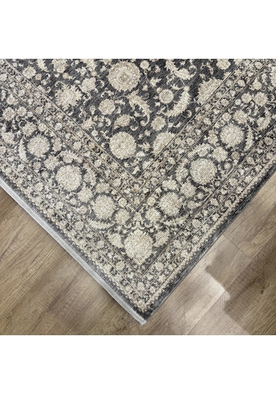 Hoom Rugs Elegant 006 Antrasit Vizon Doğal Elyaf Yansımalı Klasik Desenli Salon Halısı