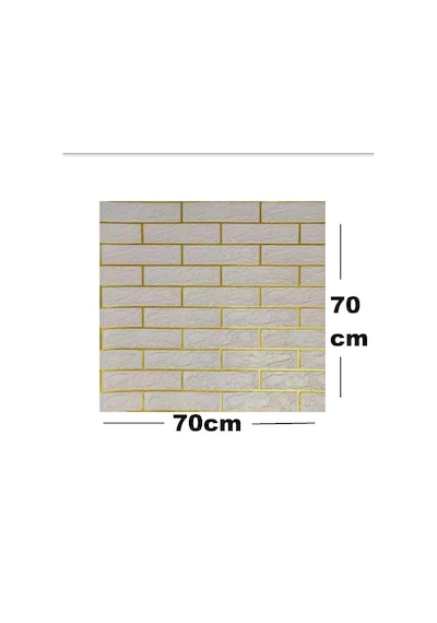 70x70cm 1 Adet Kendinden Yapışkanlı Gold Çizgili Altın Beyaz Tuğla Desen Duvar Kağıdı Paneli Nw176