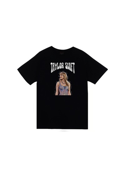 Taylor Swift Baskılı Unisex %100 Pamuk Siyah T-shirt SIYAH