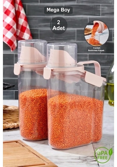 2'li 1.8 L Kapaklı Sıvı Toz Deterjan Saklama Kabı Banyo Organizer Çok Amaçlı Saklama Kutusu Pembe