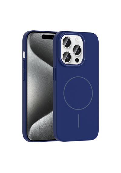 Zore İphone 15 Pro Max Kılıf Magsafe Şarj Özellikli Nvth Ruby Silikon Kapak - Lacivert