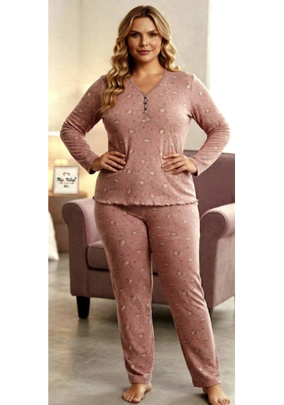 Miss Melina Büyük Beden % 100 Pamuk Uzun Kol Kadın Pijama Takımı Gülkurusu - 9048381754137 Miss Melina Büyük Beden % 100 Pamuk Uzun Kol Kadın Pijama Takımı Gülkurusu - 9048381754137