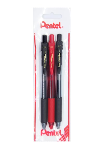 Energel 0.7 Mm Likit Roller Kalem 2xsiyah/1xkırmızı 3'lü Set Tek Renk