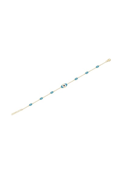 Diamond Line - Gülaylar - Sarı Altın 14 Ayar Nazar Boncuğu Bilekl Standart N11.21806 Sarı Altın