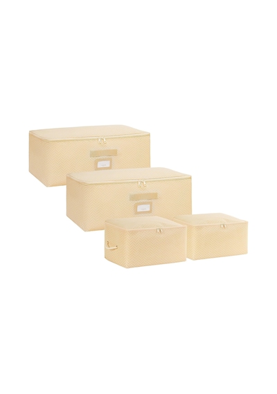 4'lü Bej Balıksırtı Hurç Set 2 Adet 30 X 22 X 18/2 Adet 52 X 28 X 21 Cm Diğer