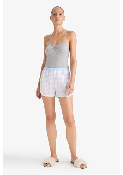 Defacto Regular Fit Gofre Dokulu Çizgili Şort Pijama Altı-fall İn Love F8932ax25hsbe551 Mavi