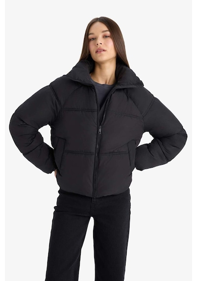 Defacto Su Geçirmez Regular Fit Dik Yaka Fermuarlı Şişme Mont E8690ax25aubk27 Siyah
