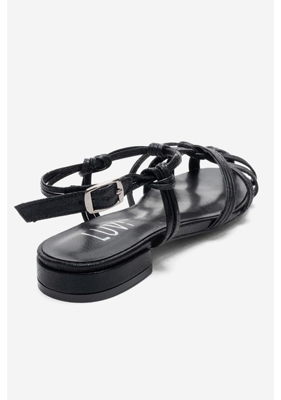 Luvishoes Rosse Siyah Simli Kadın Sandalet Siyah