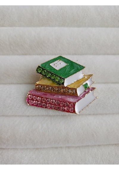 Pembe, Sarı, Yeşil Kitap Broş Renkli