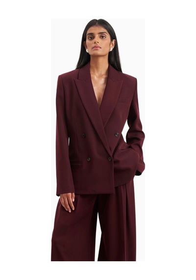 Because Of Alice Dropped Waist Double Breasted Blaze Oversize Kadın Ceket Bordo