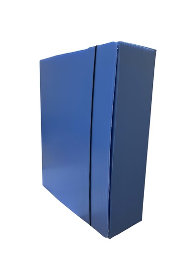 Arşiv Klasörü 29x10x40cm Oluklu Plastik Mavi Lastikli Sırt Etiketli Metal Parmak Halkalı Arşiv Kutusu 40x10x29cm
