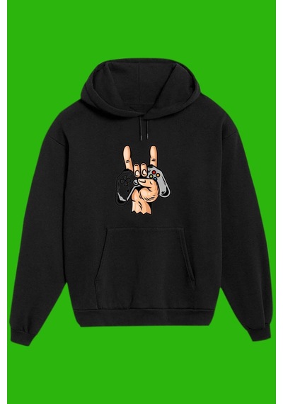 Startmore Unisex Siyah Gamer Baskılı Sweatshirt Siyah