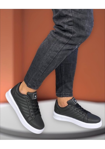 Sneakers Bağcıklı Casual Erkek Ayakkabı Legan-018 Siyah-beyaz
