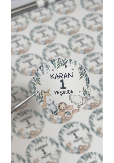 Doğum Günü Yuvarlak Etiket 5 x 5 CM 100 Adet Kişiye Özel