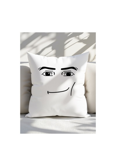 Roblox Man Face Yastık Beyaz