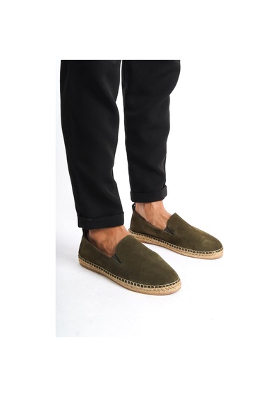 Mubiano Hakiki Deri Summer Erkek Jüt Taban Haki Süet Espadril & Loafer -mssr1120-hk Haki