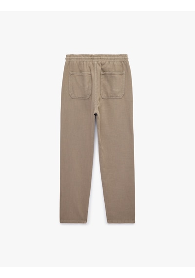 Koton Regular Fit Pamuklu Cepli Beli Bağcıklı Pantolon Vizon 6sam40009ıw