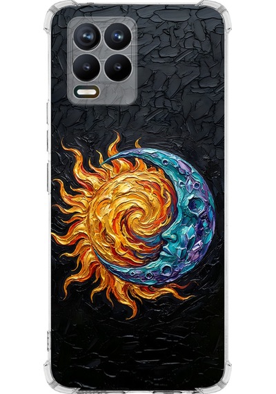 Realme 8 İle Uyumlu Köşe Korumalı Kılıf Metamorfoz Kozmik Dans Tasarımlı Uv Baskılı Şeffaf