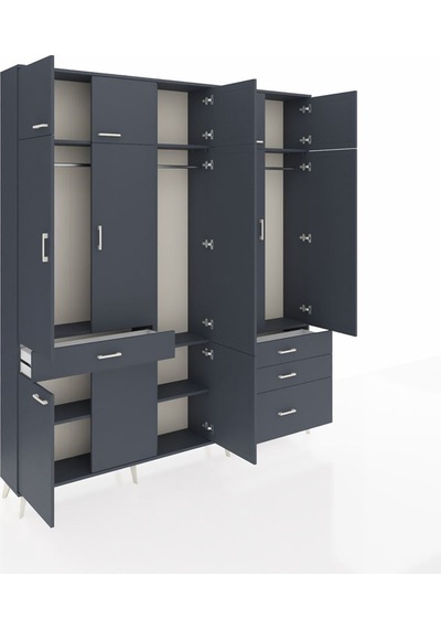 Arges Dolap 8 Raflı 4 Çekmeceli 3 Askılı 220x30x243 Antrasit-antrasit/antrasit Antrasıt/antrasıt Arges Dolap 8 Raflı 4 Çekmeceli 3 Askılı 220x30x243 Antrasit-antrasit/antrasit Antrasıt/antrasıt