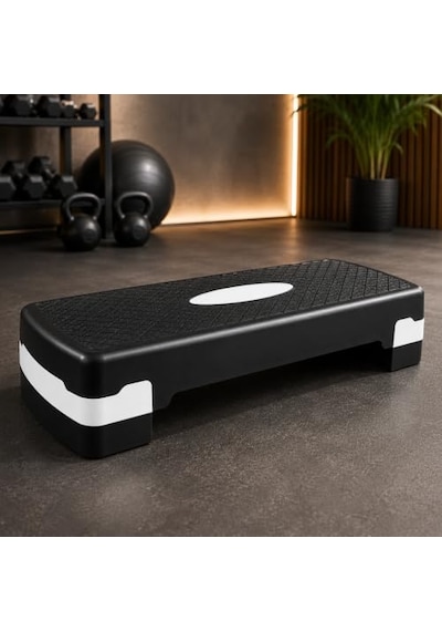 2 Kademeli Ayarlanabilir Step Tahtası, Kaymaz Yüzeyli Aerobik Fitness Kardiyo Egzersiz Platformu, Siyah Beyaz Ev Spor Stepper Tahtası, 10-14 Cm Yükseklik