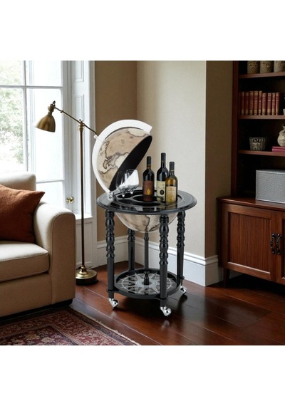 Z928-noır Dekoratif Dünya Bar Zoffoli Küre Bar Dolabı 93 Cm .