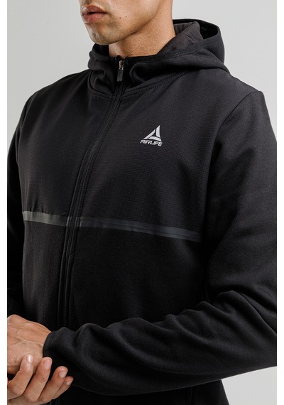 Airlife Engineered Hr Fleece I Erkek Tam Boy Fermuarlı Ve Kapüşonlu Eşofman Takımı Siyah