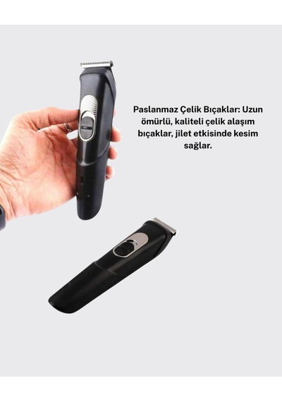 Kablosuz, Paslanmaz Çelik Bıçaklı Profesyonel Saç Ve Sakal Tıraş Makinesi Sessiz, Güçlü Ve Ergonomik