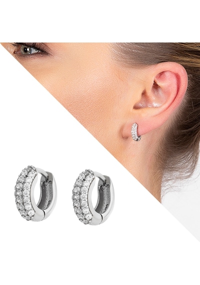 Starlight Diamond Zirkon Taşlı Halka Tasarım 925 Ayar Gümüş Küpe