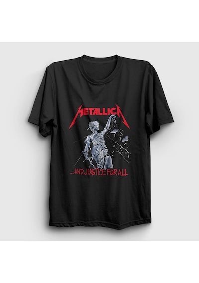 Presmono Unisex Lady Justice Metallica T-shirt Siyah