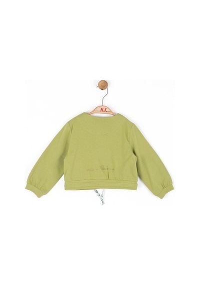 Nk Kids Kız Bebek Pamuklu Belden Büzgülü Düğmeli Hırka-14086 Yeşil