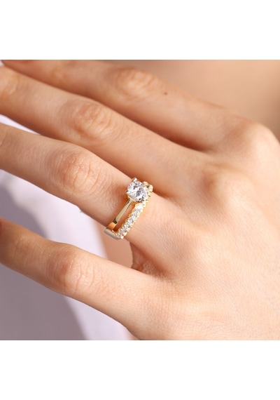 Tektaş & Yarımtur Sarı Altın Yüzük 517674703