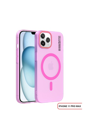 Apple iPhone 11 Pro Max Magsafe Uyumlu Mat Sert Klein Kılıf Pembe