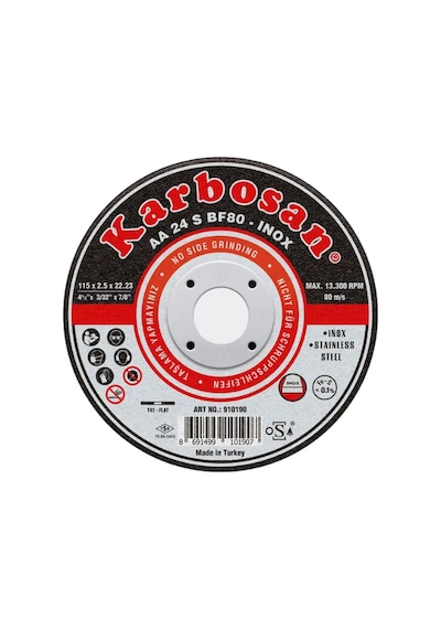 Karbosan 115x1.0x22.23 İnox Paslanmaz Çelik Thinline Kesme Taşı 25 Adet