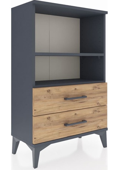 Arges Komodin 2 Raflı 2 Çekmeceli 60x30x96 Antrasit-çam Antrasit