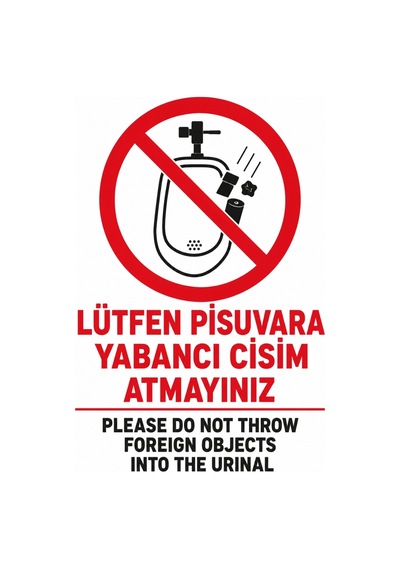 Lütfen Pisuvara Yabancı Cisim Atmayınız 35x50cm Pvc Isg Levha
