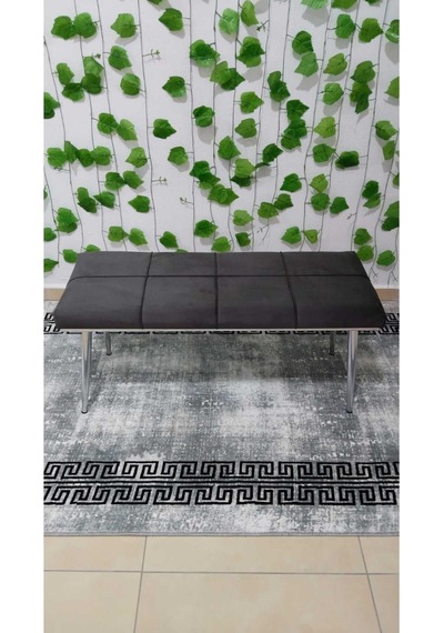 Özcan Metal Krom Bench Mutfak Salon Antre Yatak Odası Puf Bank Antrasitgri
