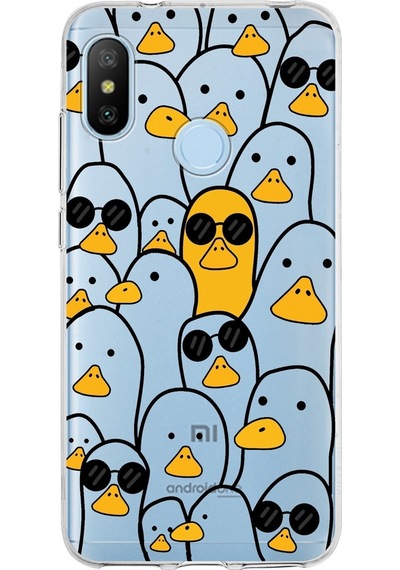Xiaomi Mi A2 Lite Uyumlu Kapak Duck Tasarımlı Şeffaf Silikon Kılıf Şeffaf