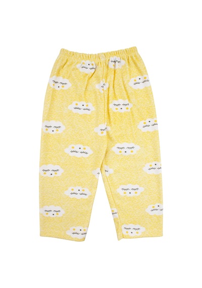 Bebegen Bulut Desenli Alt Üst Sarı 2'li Pijama Takım Çok Renkli