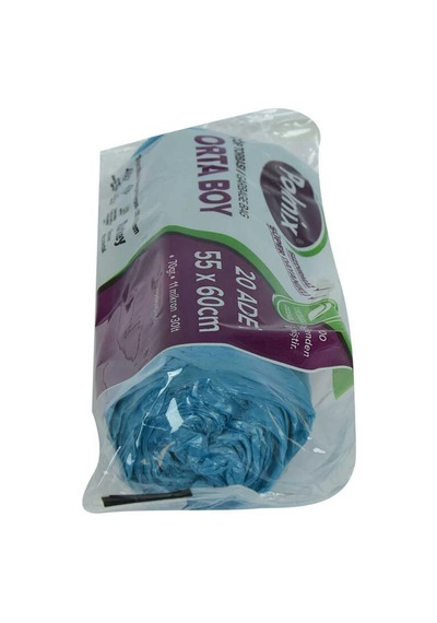 Çöp Torbası Orta Boy 55x60cm 70gr 11mikron 30lt Mavi Rulo 20 Adet