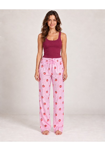 Fit Women Kadın Çizgili Bluz Desenli Askılı Bordo Pijama Takımı