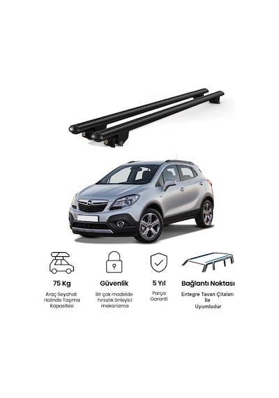 Kanca Opel Mokka 2012 Ve Sonrası Uyumlu Siyah Kilitli Ara Atkı 110cm Port Bagaj Tavan Barı