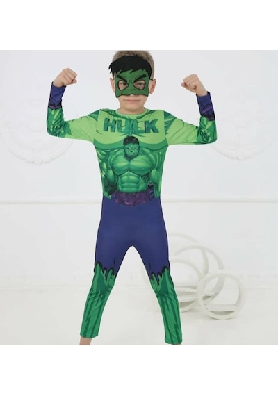 Happy Butik Erkek Çocuk Hulk Kostüm Yeşil Dev Yeşil