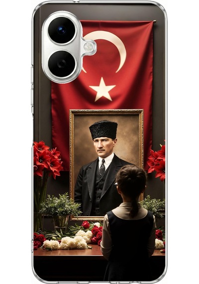 Infinix Smart 10 Uyumlu Atatürk Türk Bayrağı Tablo Baskılı Silikon Kılıf Renkli
