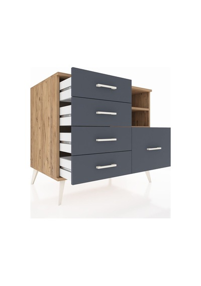 Kronos Şifonyer 2 Raflı 5 Çekmeceli 88x59x80 Çam-çam/antrasit Çam/antrasit Kronos Şifonyer 2 Raflı 5 Çekmeceli 88x59x80 Çam-çam/antrasit Çam/antrasit