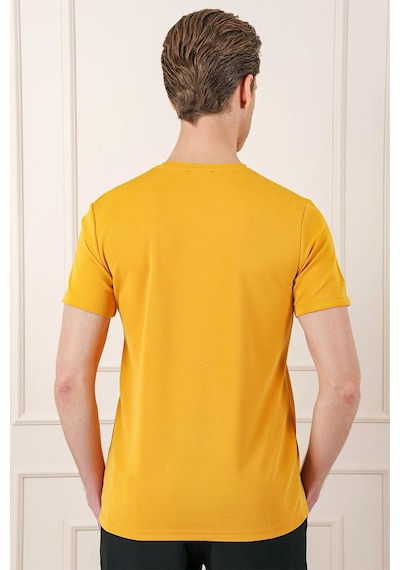 Efor Slim Fit Bisiklet Yaka Pamuklu Safran Tişört Ts 880 Safran