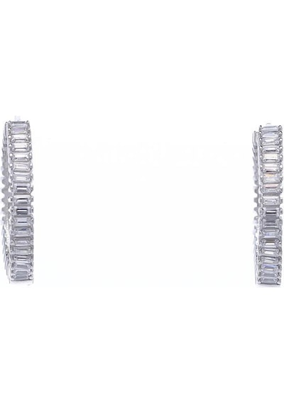 Nagıss 20 MM Halka Baget Taşlı 925 Ayar Gümüş Kadın Küpe
